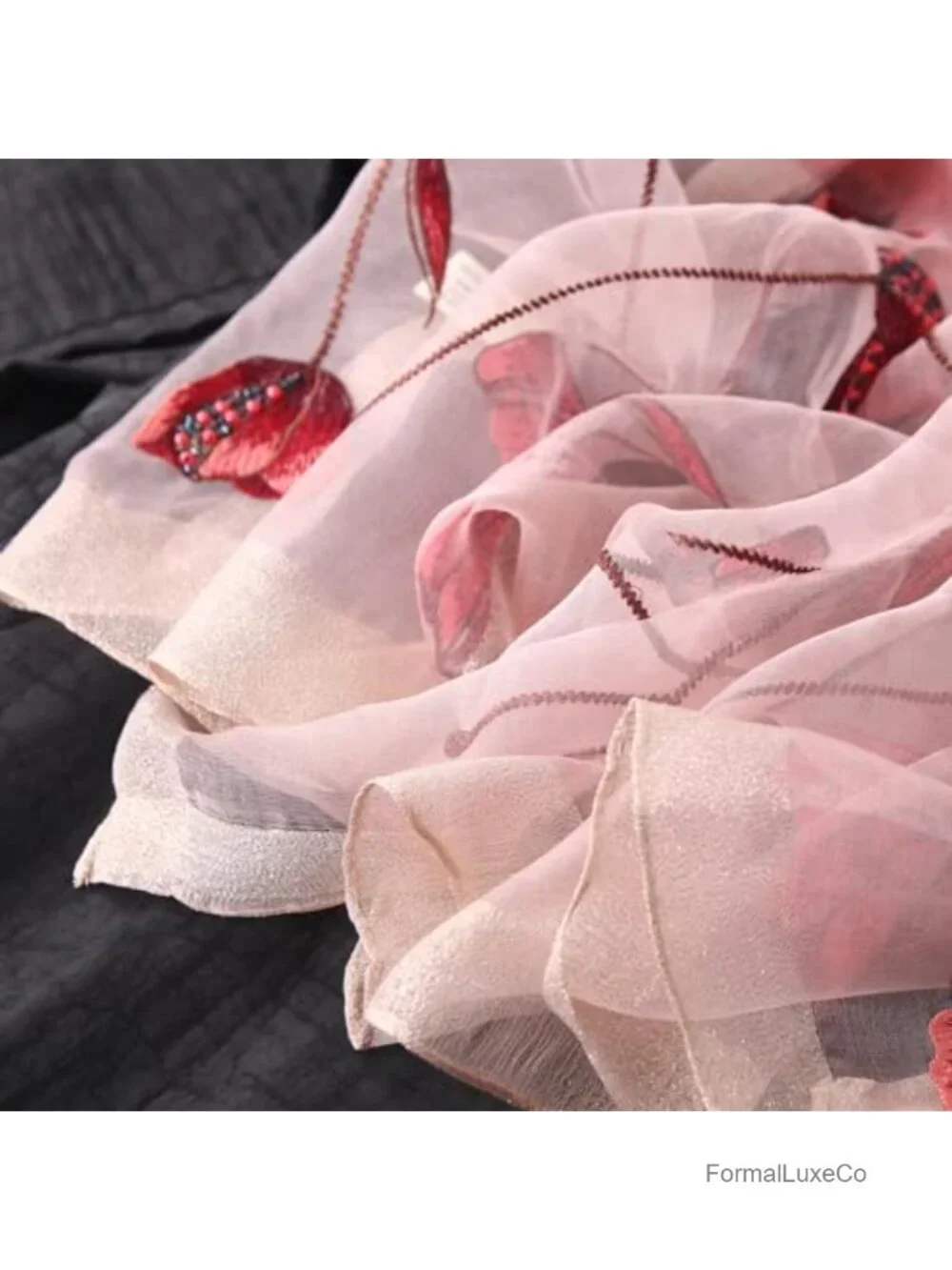 Floral Embroidered Pashmina Shawl Wrap